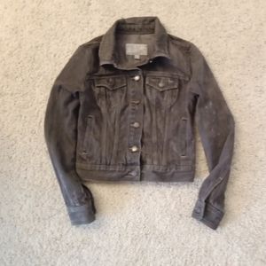 Old Navy Cropped Denim Jacket Distressed Faded, Black